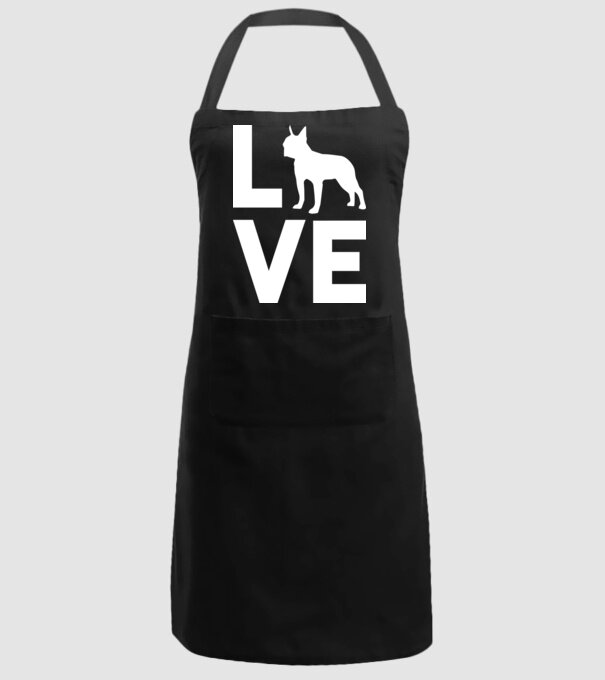 LOVE Boston Terrier model negru pe tricou