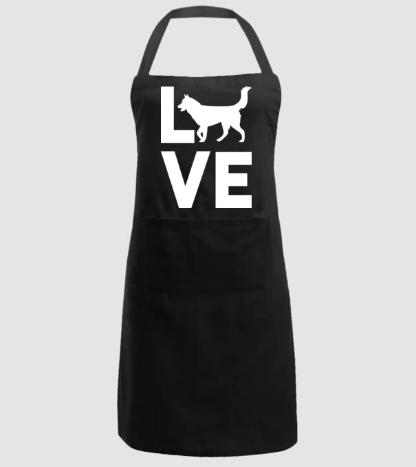 LOVE Husky model negru pe tricou