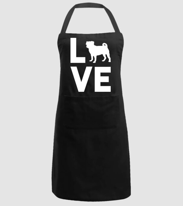 LOVE Mops model negru pe tricou