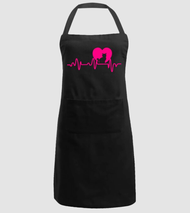 Pisică heartbeat model negru pe tricou