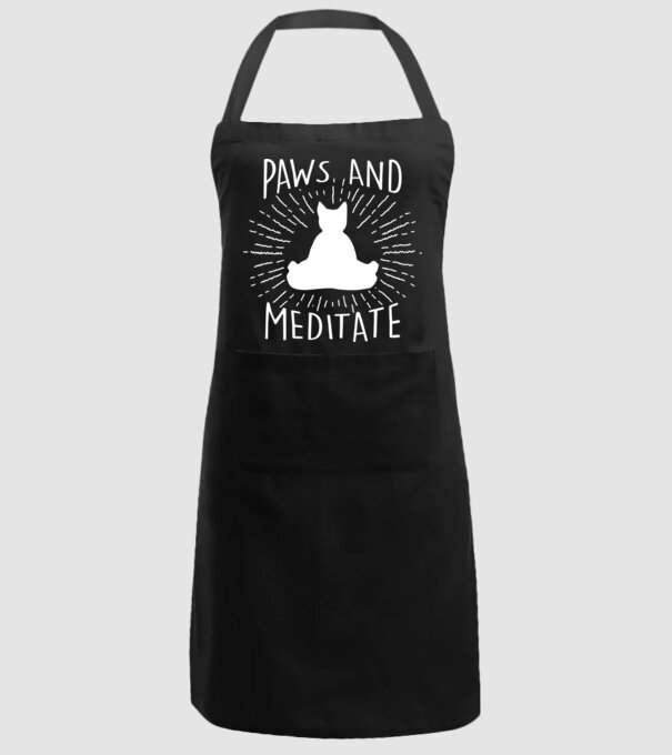 Pisică Meditând model negru pe tricou