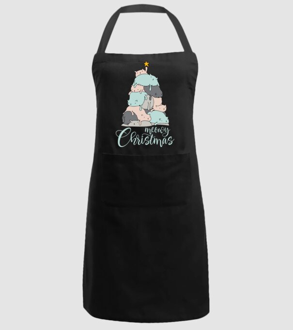 Meowy Christmas model negru pe tricou