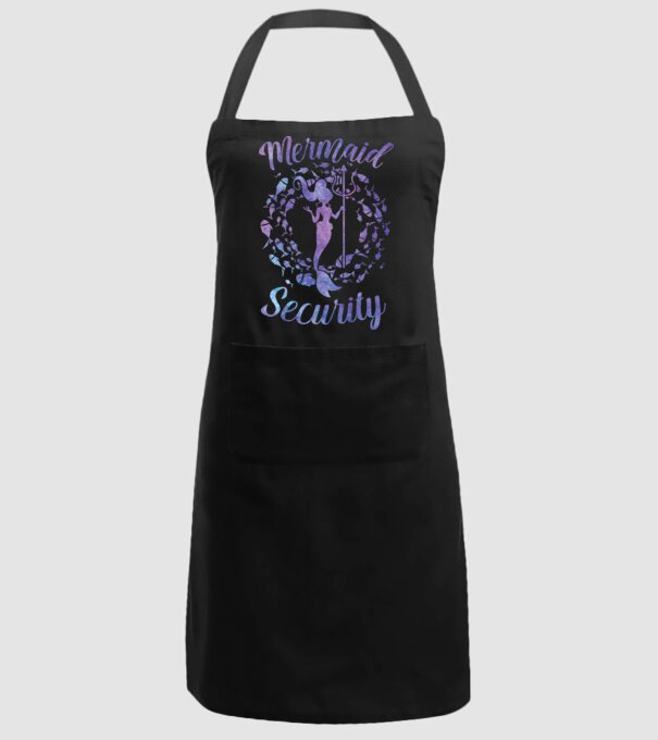 Mermaid Security girls aquarell model negru pe tricou