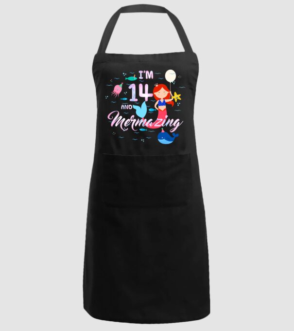 Mermazing Birthday 14 model negru pe tricou