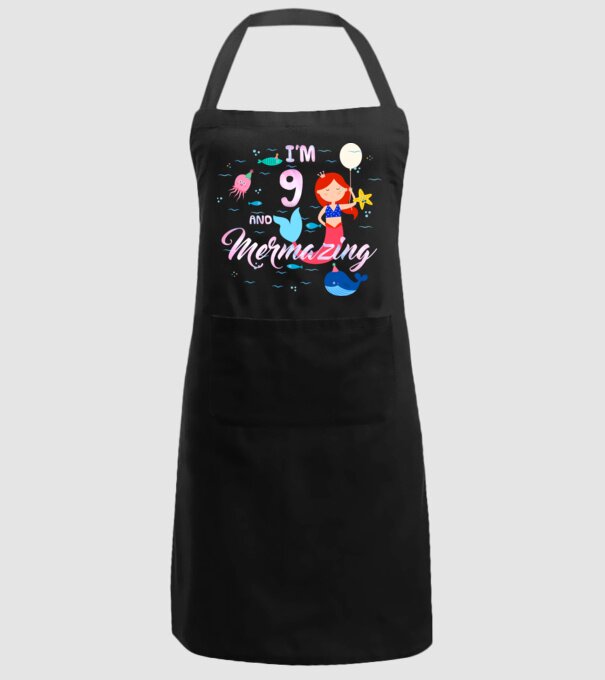 Mermazing Birthday 9 model negru pe tricou