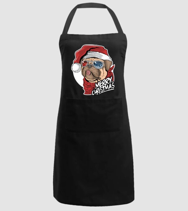 Merry Christmas Mopsz model negru pe tricou