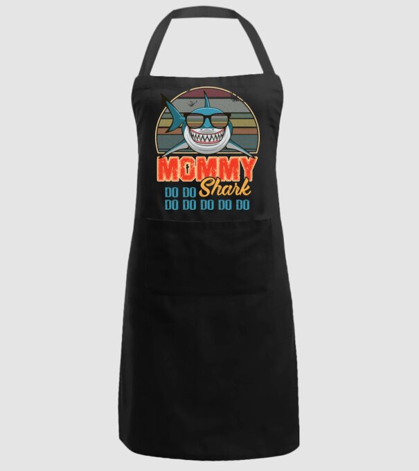 Mommy Shark model negru pe tricou