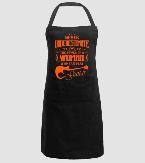 Never underestimate the power of a guitar woman model negru pe tricou