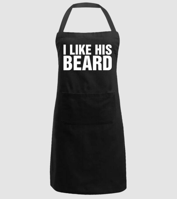 Motiv cuplu I like his beard model negru pe tricou