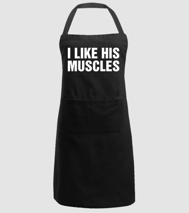 Motiv cuplu I like his muscles model negru pe tricou