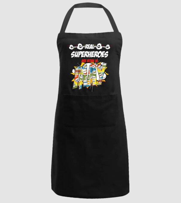real superheroes are born in may model negru pe tricou