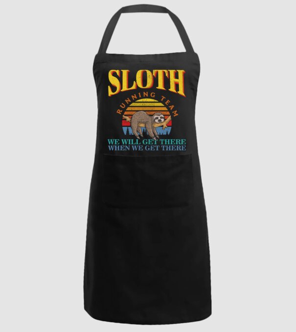 sloth running team retro model negru pe tricou