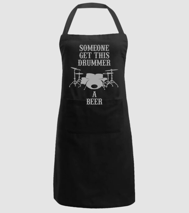 Someone get this drummer a beer model negru pe tricou