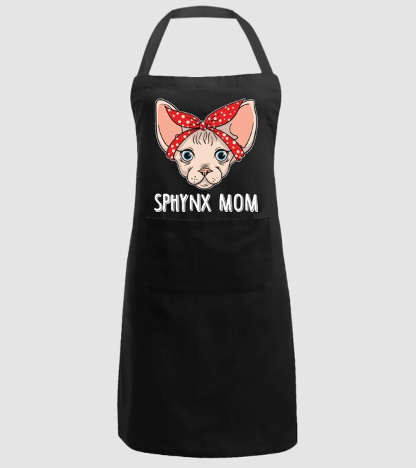 sphynx mom model negru pe tricou