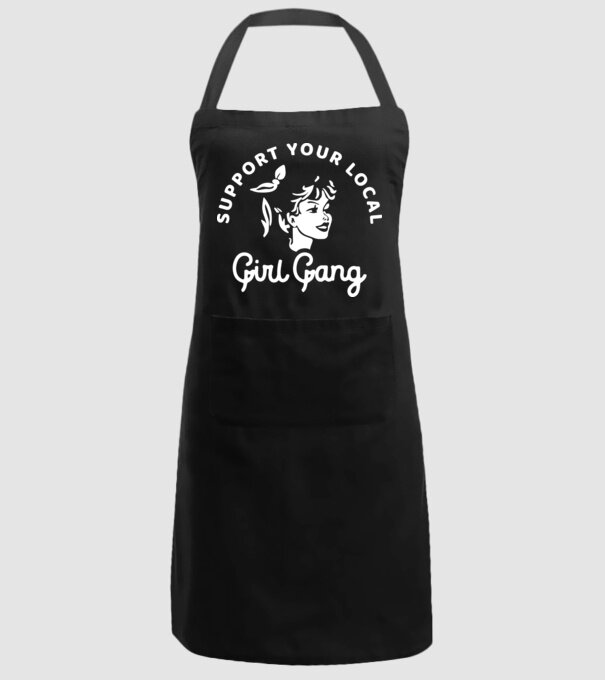 Support your local girl gang model negru pe tricou