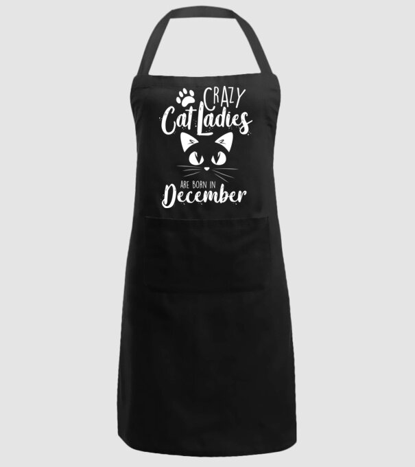 Crazy Cat Ladies are born in December model negru pe tricou