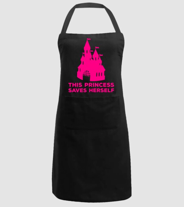 This princess saves herself model negru pe tricou
