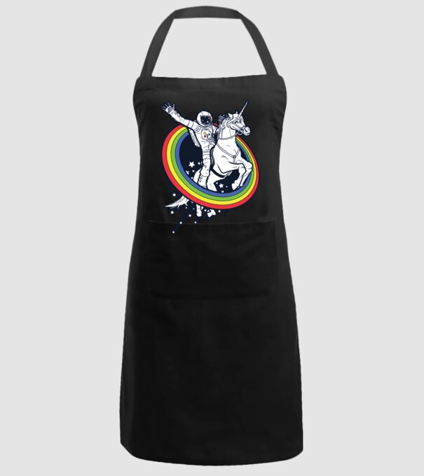 Unicorn Spaceman model negru pe tricou