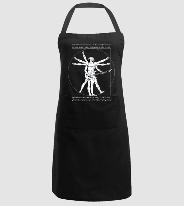 Vitruvius Guitar model negru pe tricou
