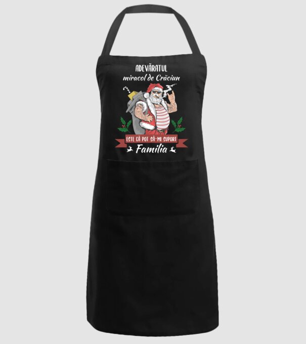 adevăratul miracol de Crăciun este că pot să-mi suport familia model negru pe tricou