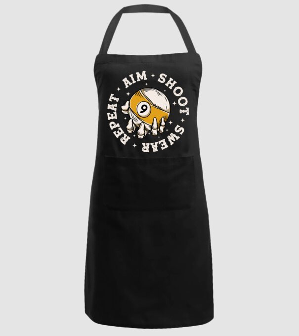 Aim Shoot Swear Repeat Biliard model negru pe tricou
