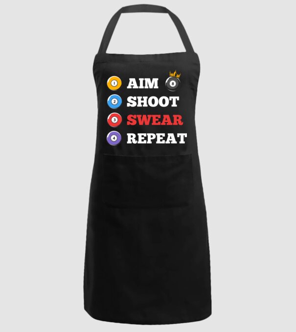 Aim swear shoot repeat - biliard v2 model negru pe tricou