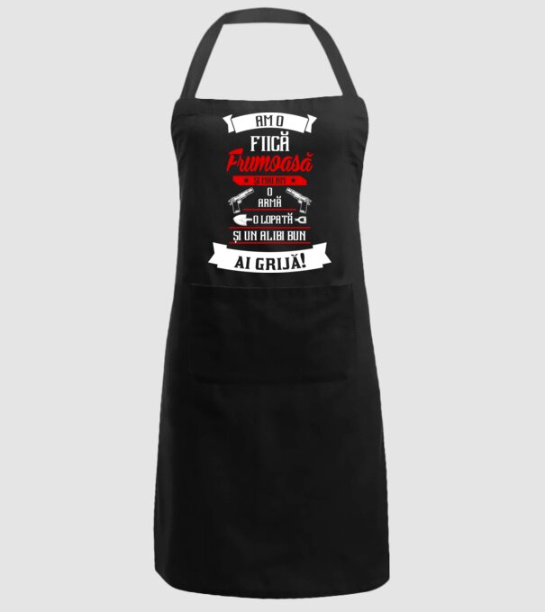Am o fiică frumoasă și mai am o armă, o lopată și un alibi bun model negru pe tricou