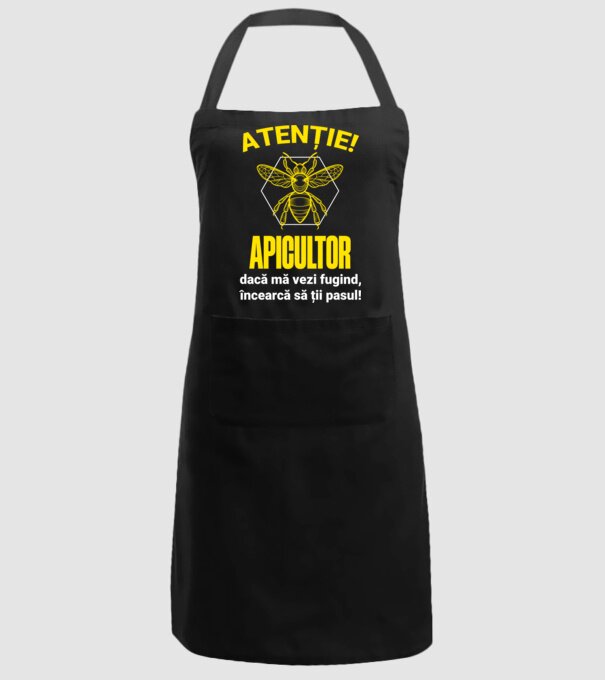 Atenție, apicultor! Dacă mă vezi fugind, încearcă să ții pasul! model negru pe tricou