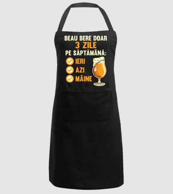 beau bere doar 3 zile pe săptămână: ieri, azi, mâine model negru pe tricou