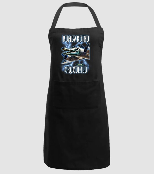 Bombardino Crocodilo model negru pe tricou
