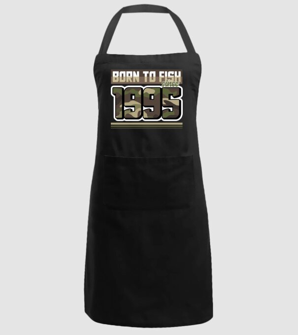 Born to fish since 1995 model negru pe tricou