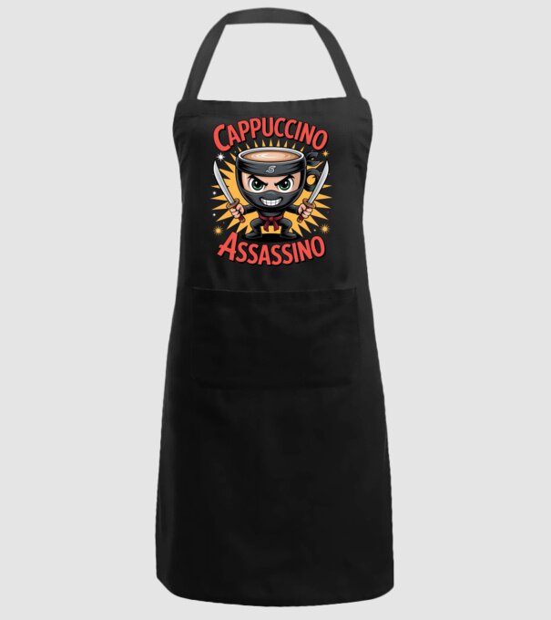 Cappuccino Assasino model negru pe tricou