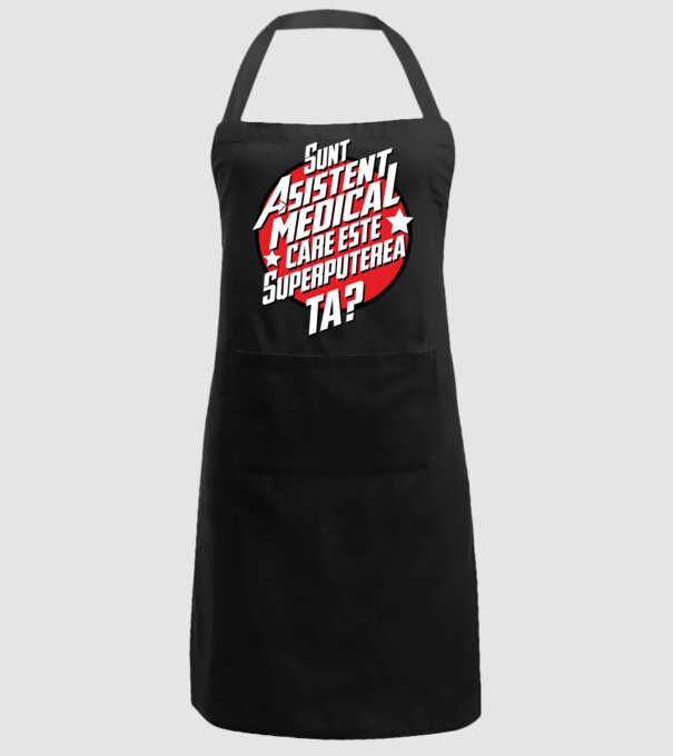 sunt asistent medical, care este superputerea ta? model negru pe tricou