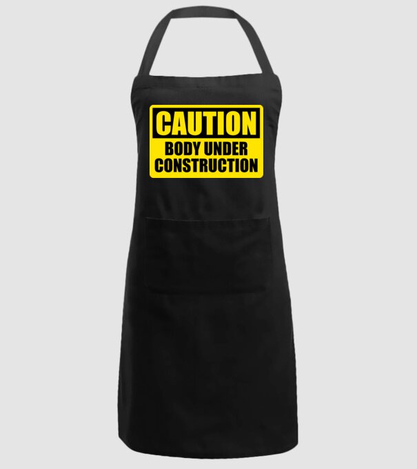Caution Body Under Construction model negru pe tricou