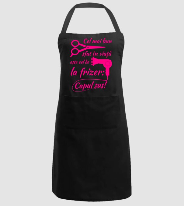 cel mai bun sfat în viață este cel de la frizer: capul sus! model negru pe tricou