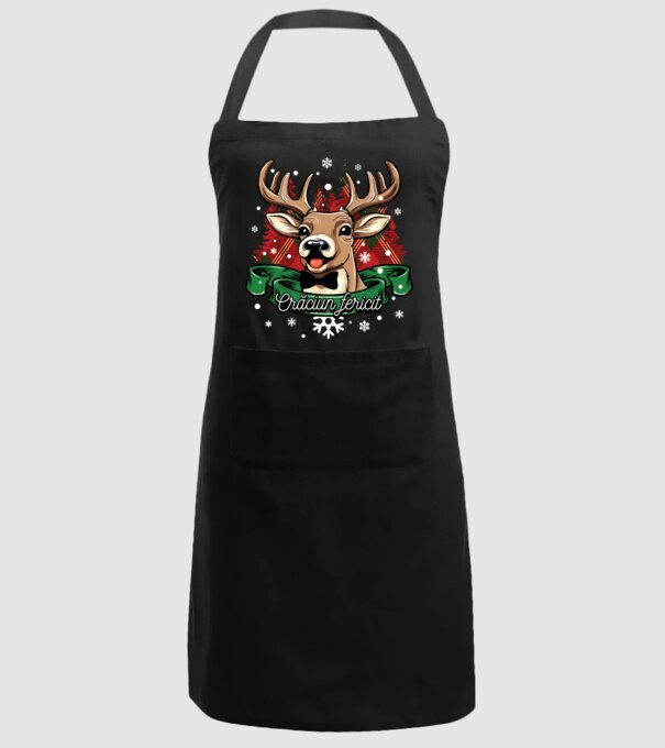 Cerb de Crăciun model negru pe tricou