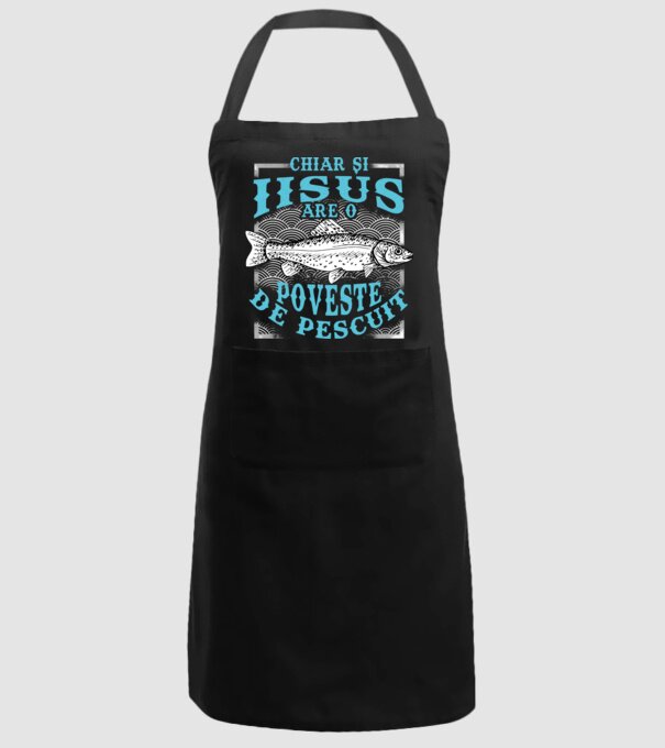 Chiar și Iisus are o poveste de pescuit model negru pe tricou