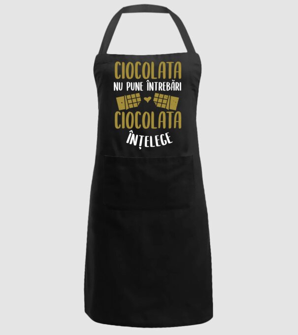 ciocolata nu pune întrebări, ciocolata înțelege model negru pe tricou
