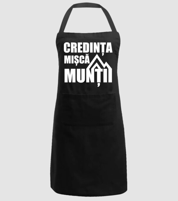Credința mișcă munții model negru pe tricou