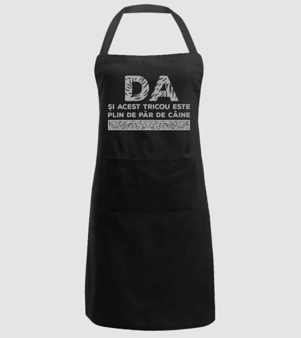 da, și acest tricou este plin de păr de câine model negru pe tricou