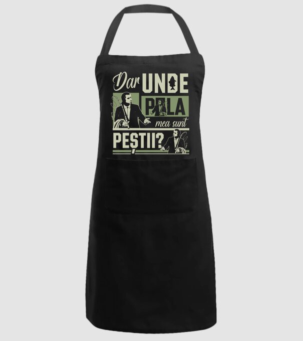 Dar unde p la mea sunt peștii model negru pe tricou
