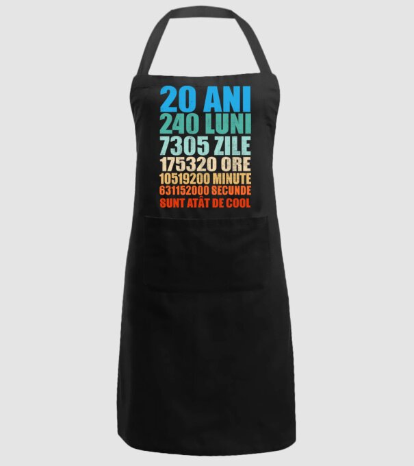 De 20 ani - luni - zile - ore - minute - secunde - sunt atât de cool model negru pe tricou