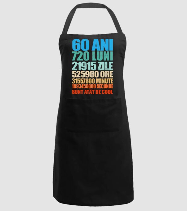 De 60 ani - luni - zile - ore - minute - secunde - sunt atât de cool model negru pe tricou