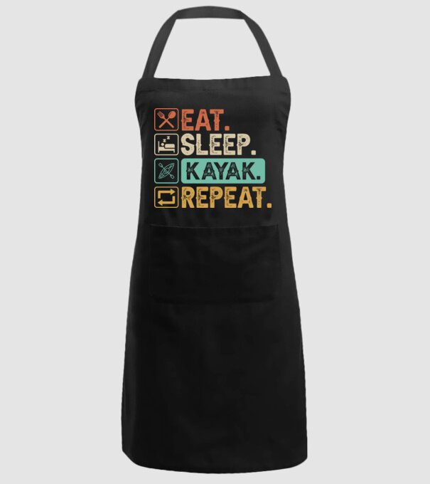 Eat Sleep Kayak model negru pe tricou