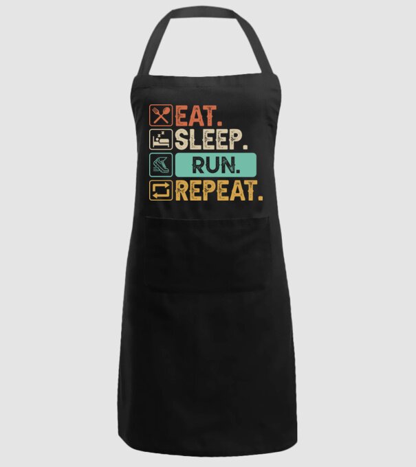 Eat Sleep Run Repeat model negru pe tricou