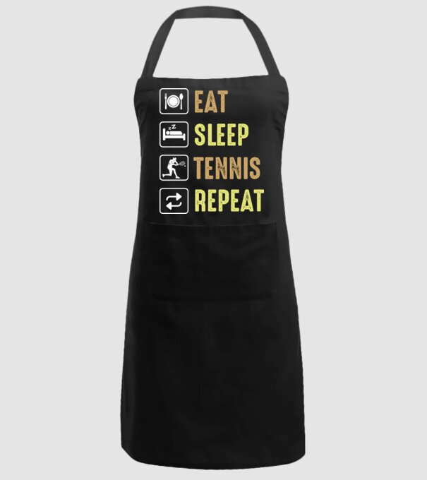 eat sleep tennis repeat model negru pe tricou