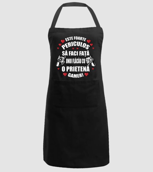 este foarte periculos să faci față unui flăcău cu o prietenă gamer! model negru pe tricou