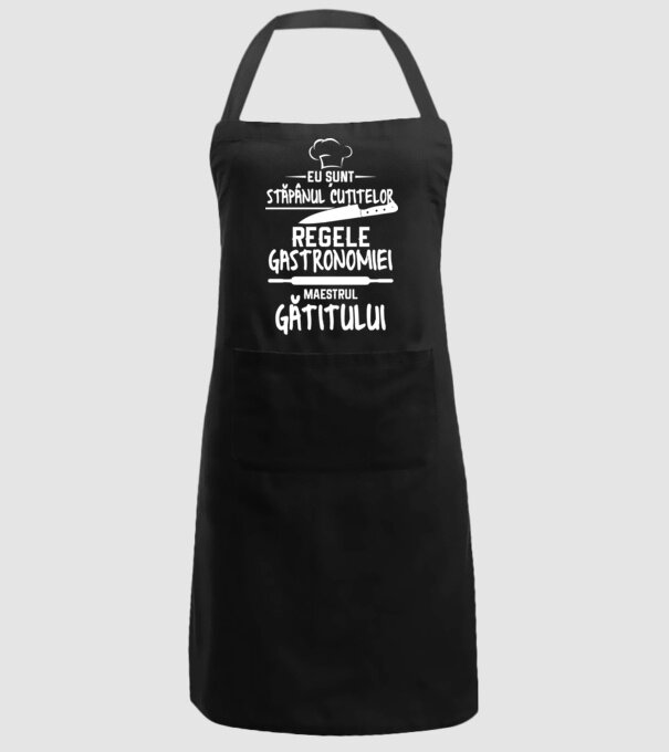 eu sunt stăpânul cuțitelor, regele gastronomiei, maestrul gătitului model negru pe tricou