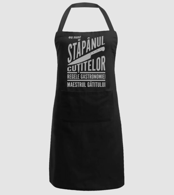 eu sunt stăpânul cuțitelor, regele gastronomiei, maestrul gătitului model negru pe tricou
