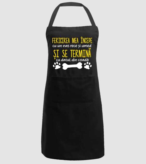 fericirea mea începe cu un nas rece și umed și se termină cu datul din coadă model negru pe tricou